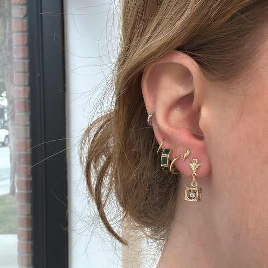 Diamond Cube Drop Earrings