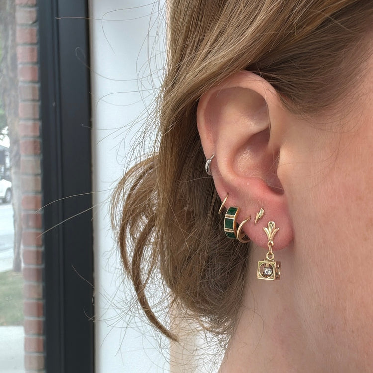 Diamond Cube Drop Earrings