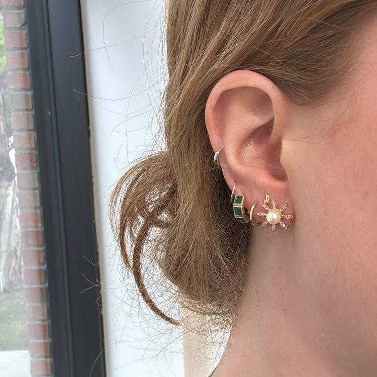 Pearl & Diamond Sunburst Earrings