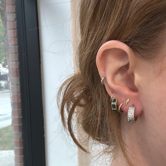 Reversible Two Tone Diamond Cut Huggies