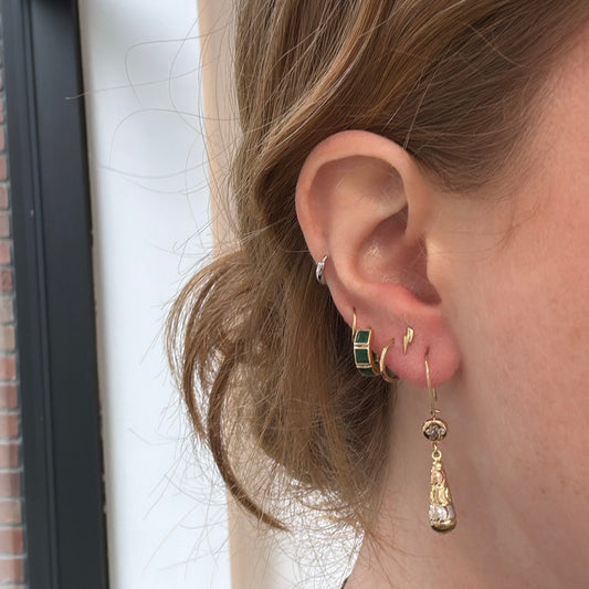 Tri Gold Cubic Zirconia Drop Earrings