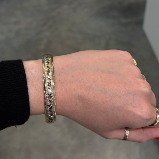 10mm Wide Diamond Cut Bangle