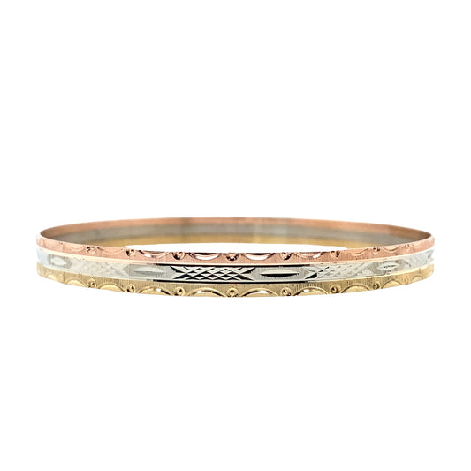 Tri Gold Diamond Cut Bangle
