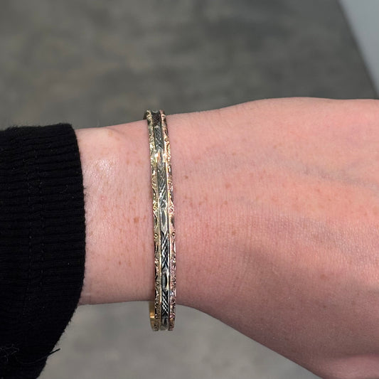 Tri Gold Diamond Cut Bangle