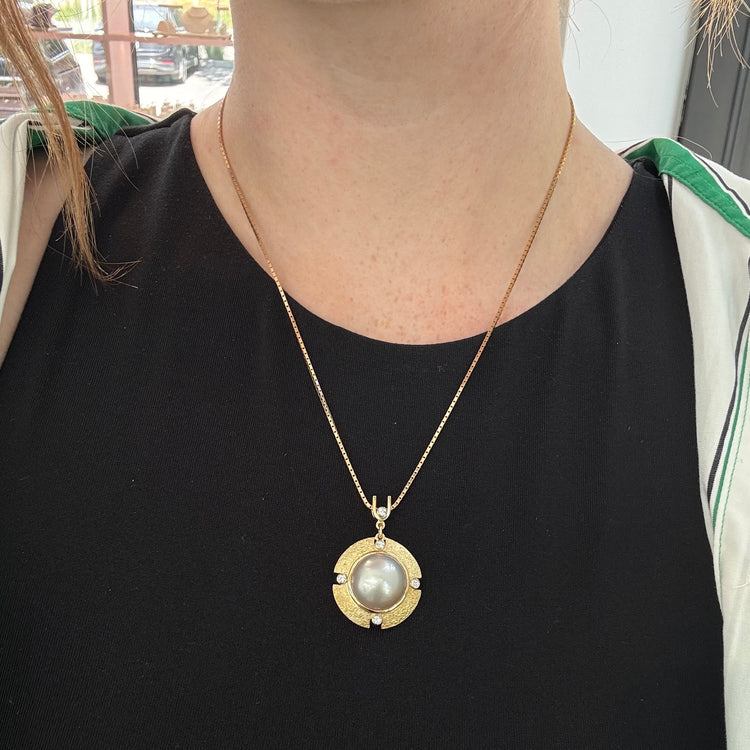Statement Mabe Pearl & Diamond Necklace