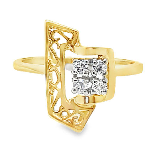 Free Form Filigree Diamond Ring