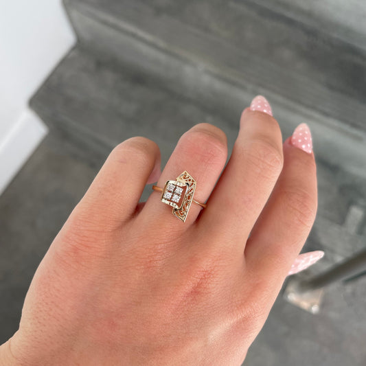 Free Form Filigree Diamond Ring