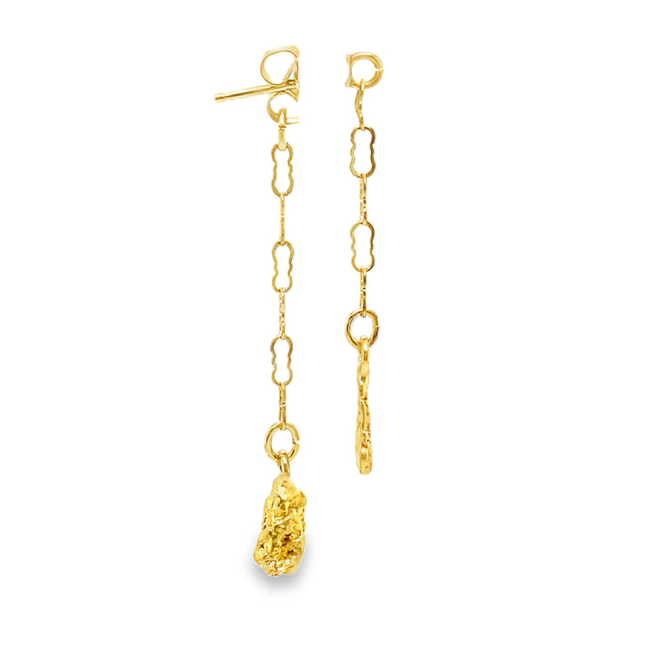 Gold Nugget Drop Earrings
