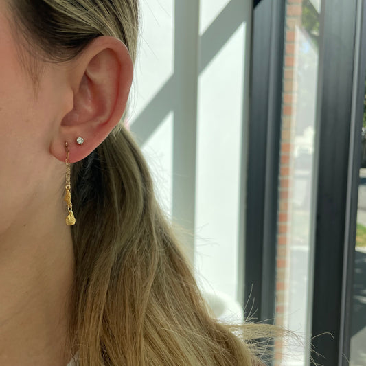 Gold Nugget Drop Earrings