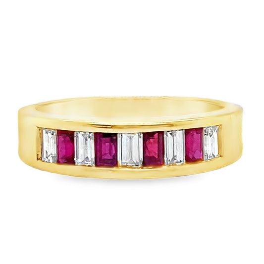 Baguette Ruby & Diamond Band