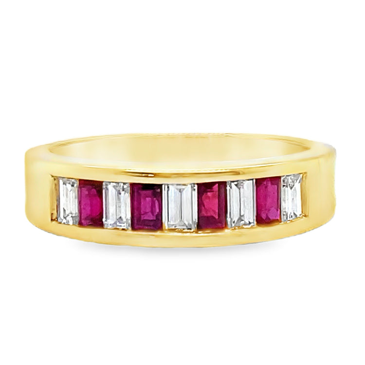 Baguette Ruby & Diamond Band