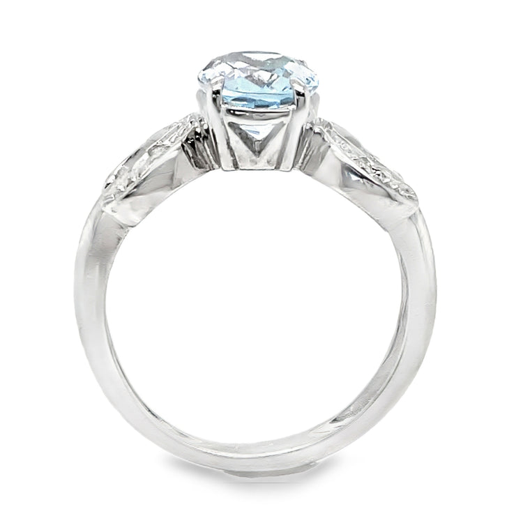 Aquamarine & Diamond Heart Ring