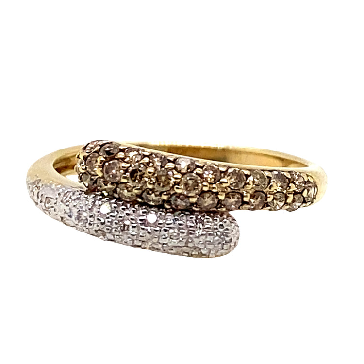 Champagne Diamond Pave Bypass Ring