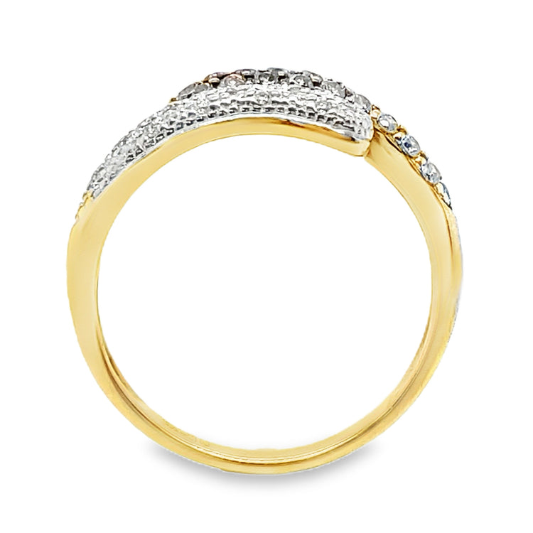 Champagne Diamond Pave Bypass Ring