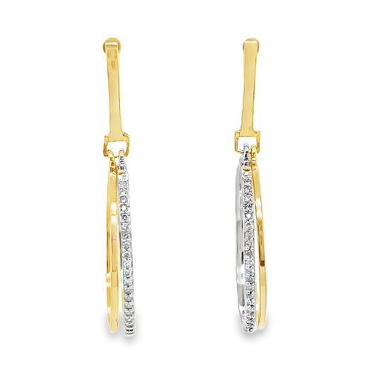 Two Tone Double Circle Drop Earrings