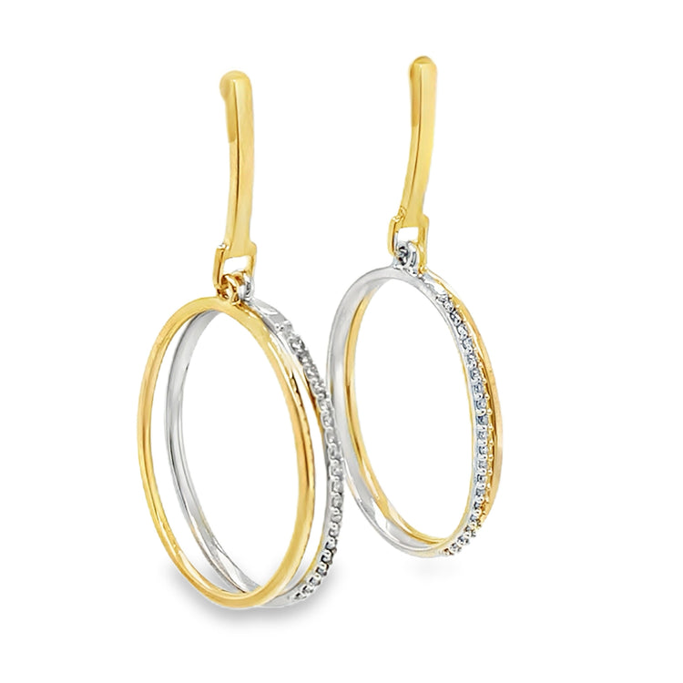 Two Tone Double Circle Drop Earrings