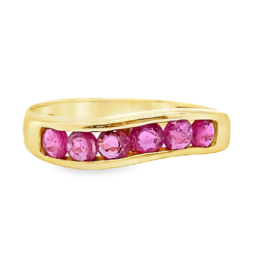 Channel Set Ruby Wave Ring