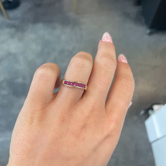 Channel Set Ruby Wave Ring