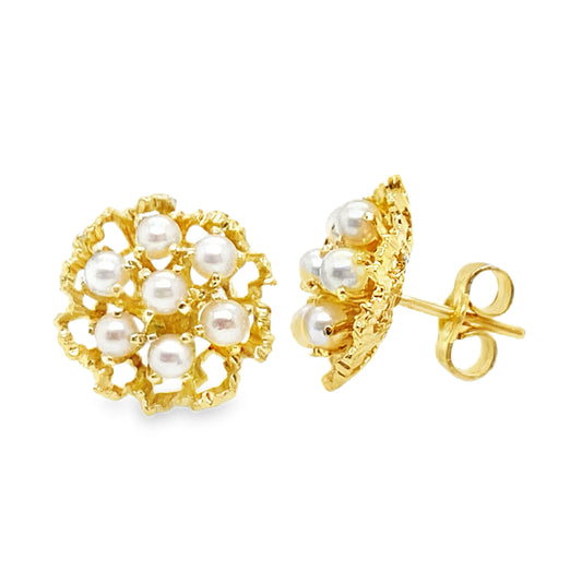 Cluster Pearl Stud Earrings