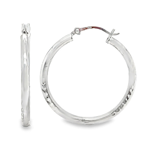 1 Inch Diamond Cut Dainty Hoops