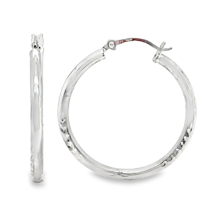 1 Inch Diamond Cut Dainty Hoops