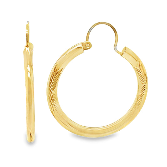 Diamond Cut Accent Hoop Earrings