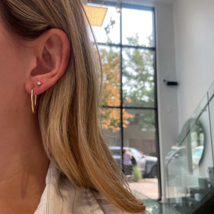 Diamond Cut Accent Hoop Earrings