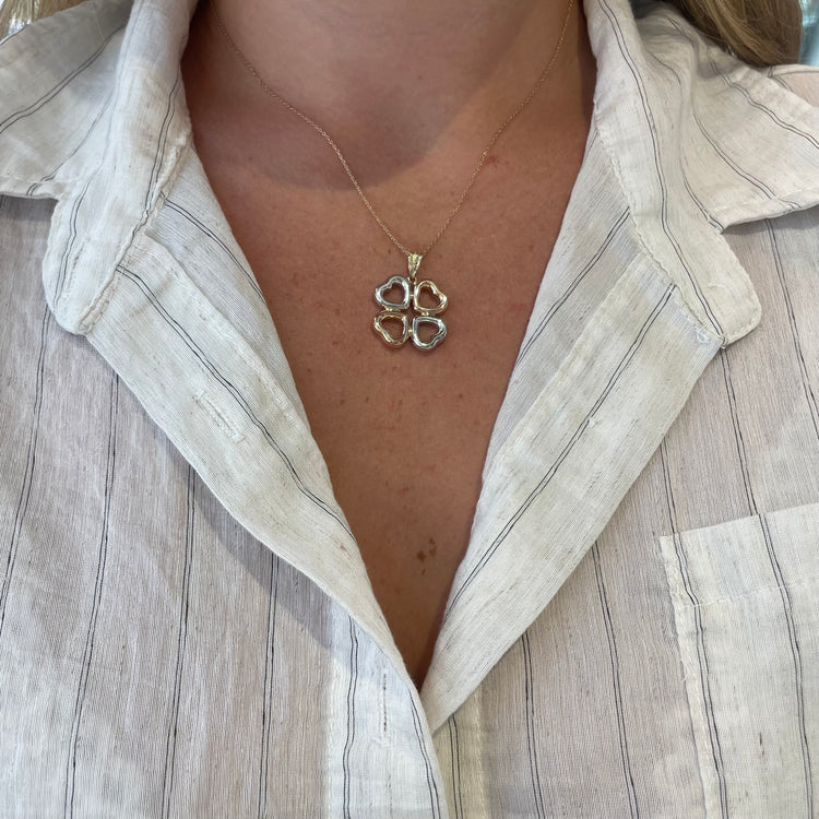 Tri Gold Heart Clover Necklace