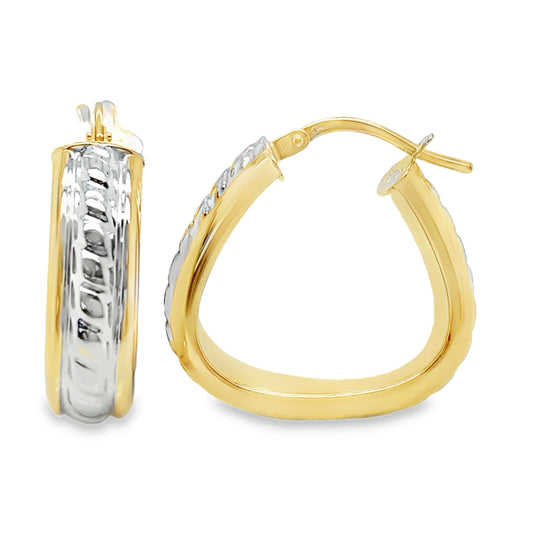 Two Tone Triangular Hoop Earrings