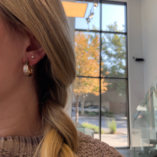 Two Tone Triangular Hoop Earrings