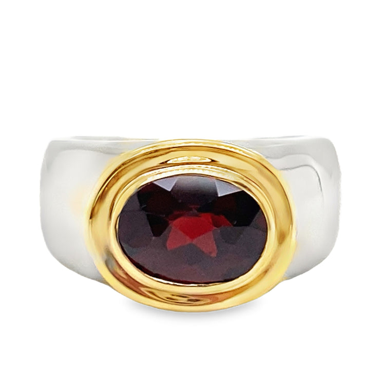 Two Tone Garnet Dome Ring