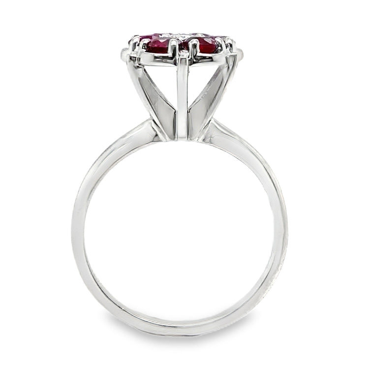 High Set Ruby & Diamond Cluster Ring