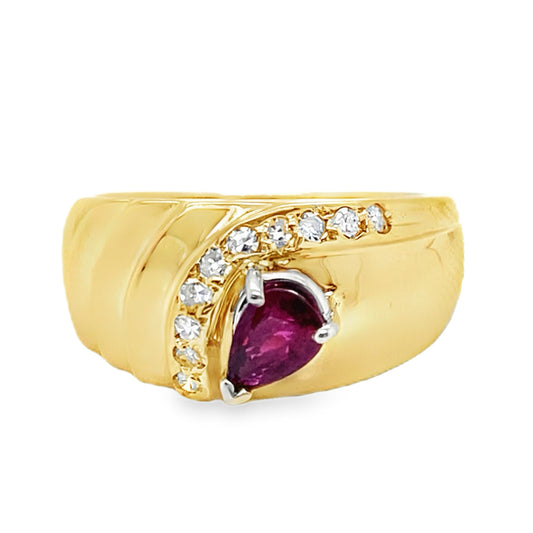 Pear Ruby & Diamond Ring