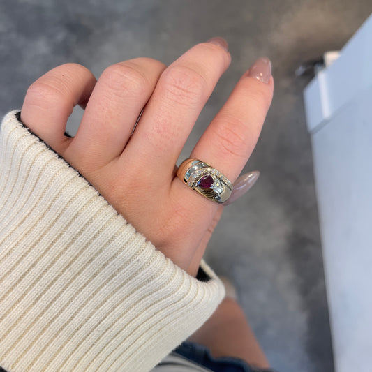 Pear Ruby & Diamond Ring