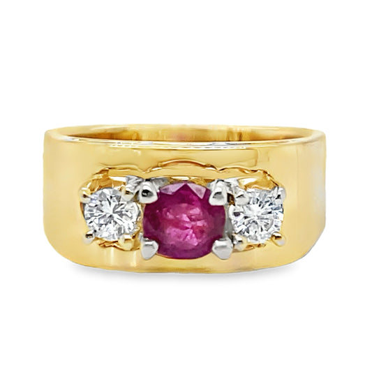 Ruby & Diamond Three Stone Ring