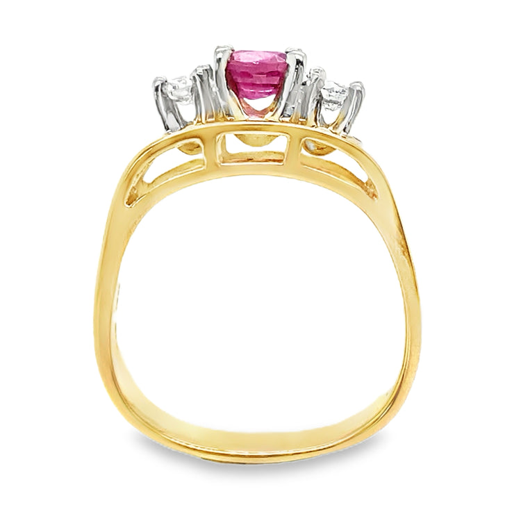 Ruby & Diamond Three Stone Ring