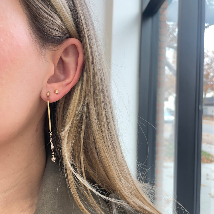 Two Tone Diamond Cut Drop Earrings