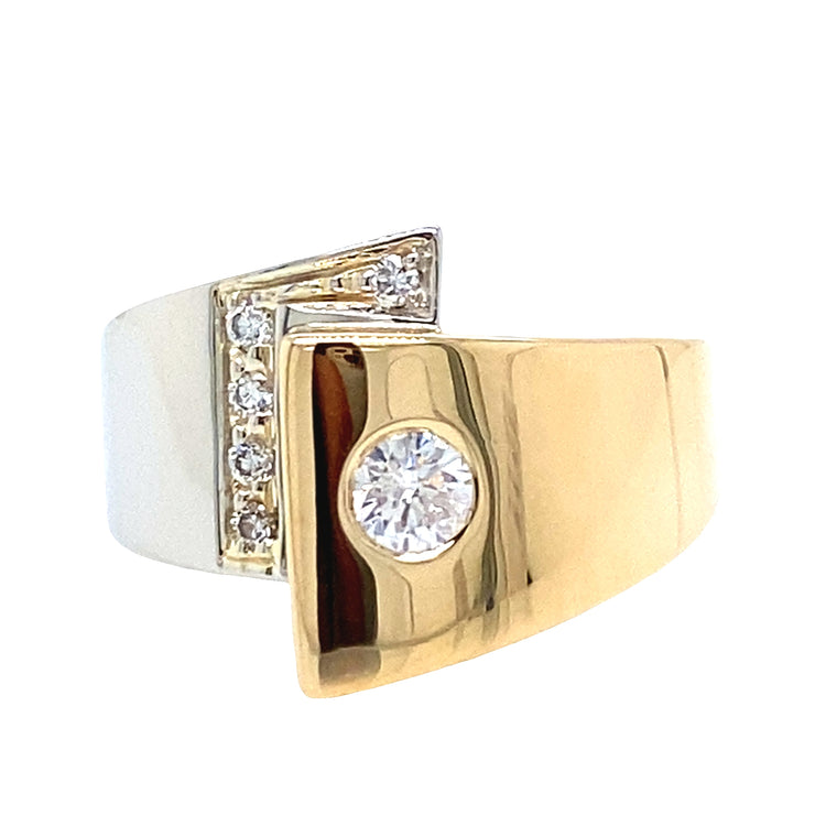 Two Tone Geometric Diamond Ring