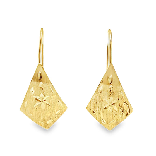 Diamond Cut Satin Finish Drop Earrings