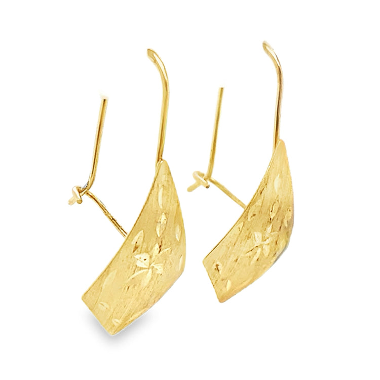 Diamond Cut Satin Finish Drop Earrings