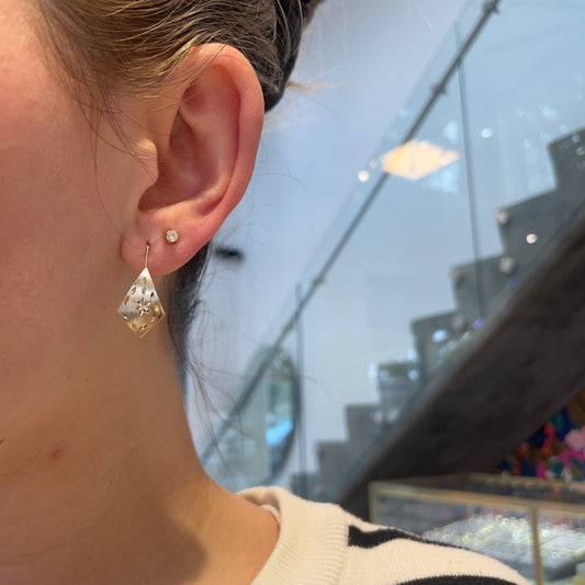 Diamond Cut Satin Finish Drop Earrings