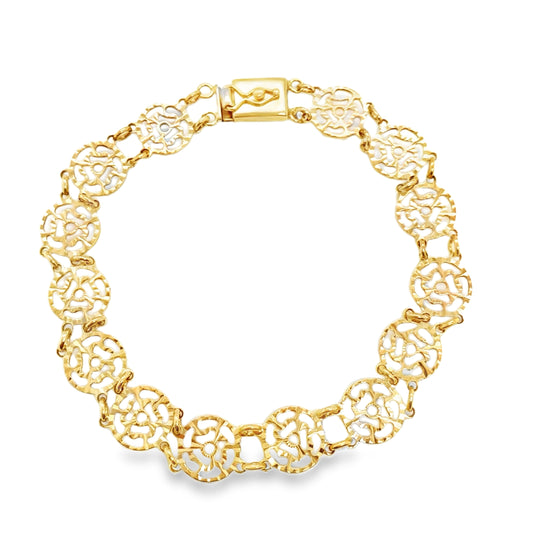 Diamond Cut Rose Circles Bracelet