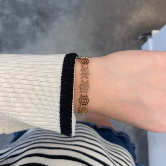 Diamond Cut Rose Circles Bracelet