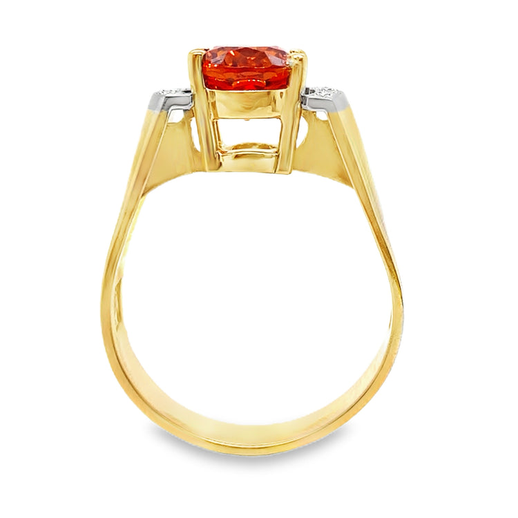 Orange Garnet & Diamond Ring