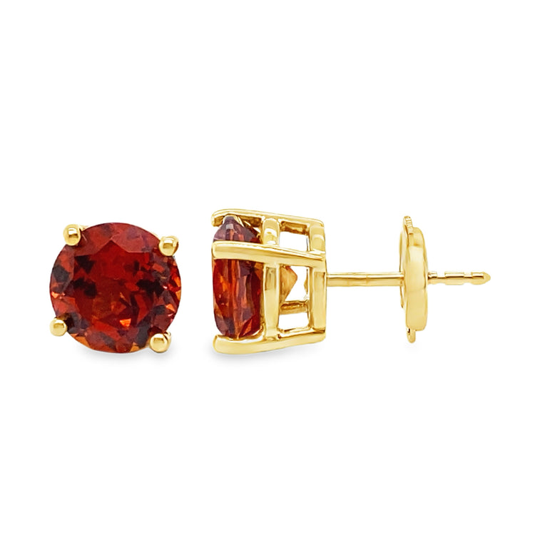 Orange Garnet Studs with Locking Backs
