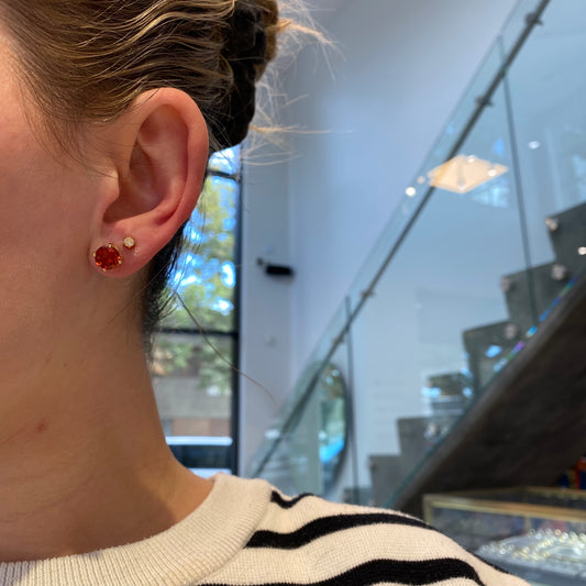 Orange Garnet Studs with Locking Backs