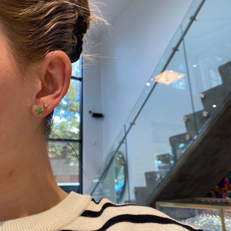 Square Tsavorite Studs
