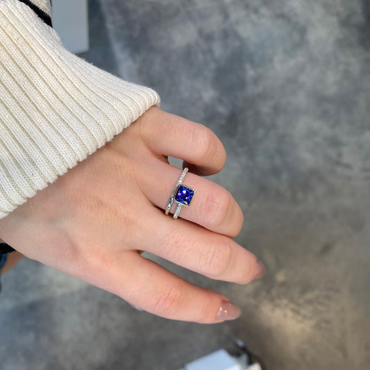 Tanzanite & Diamond Bezel Ring