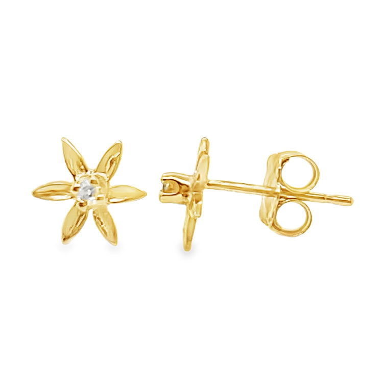 Dainty Diamond Flower Earrings