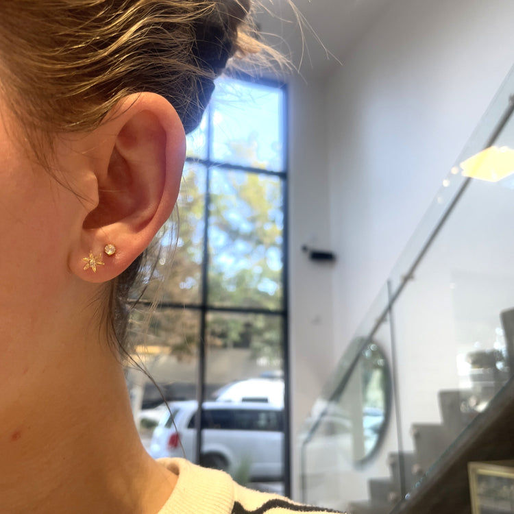 Dainty Diamond Flower Earrings